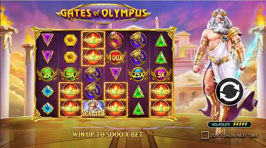 Gates of Olympus — бонусный раунд с множителями, скриншот